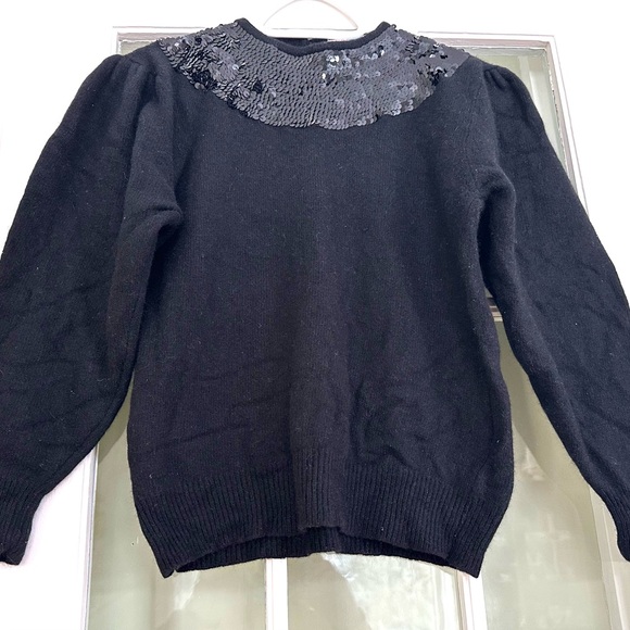 Vintage Black Lambswool Sweater, Petite S/M, Bay Club, EUC - Picture 6 of 10